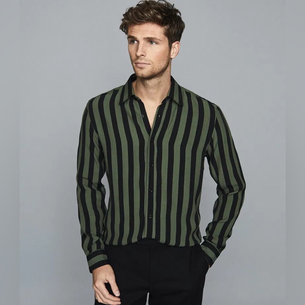 Reiss Kase Striped Shirt Mens Medium Slim Fit Designer